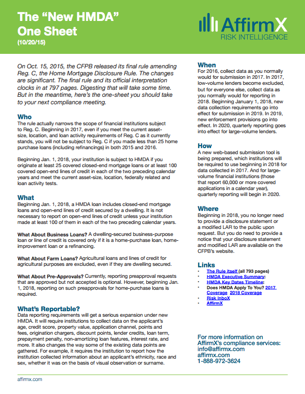 The OneSheet on the New HMDA Rule You Should Take to Your Next